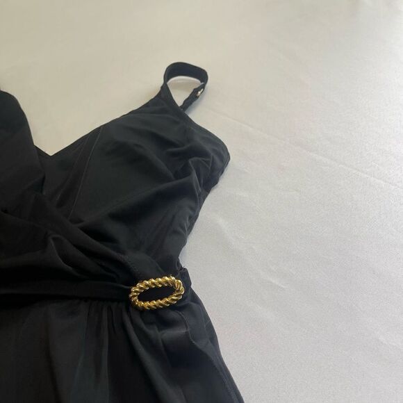 Vintage Roxanne Black Bra Sized One Piece Swimdress Size 16 40 C Union USA - Picture 3 of 9